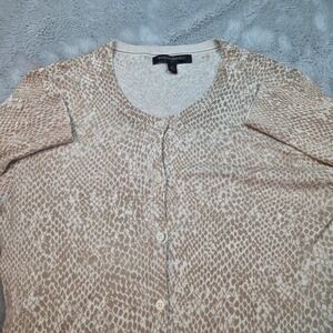 Banana Republic Cardigan Women Medium Snakeskin Cotton Rayon Button Up Sweater
